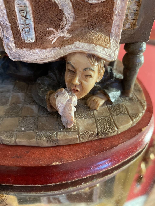 Capodimonte-Style Italian Figurine “Lovers” with Seated Couple, Polystone, Naples