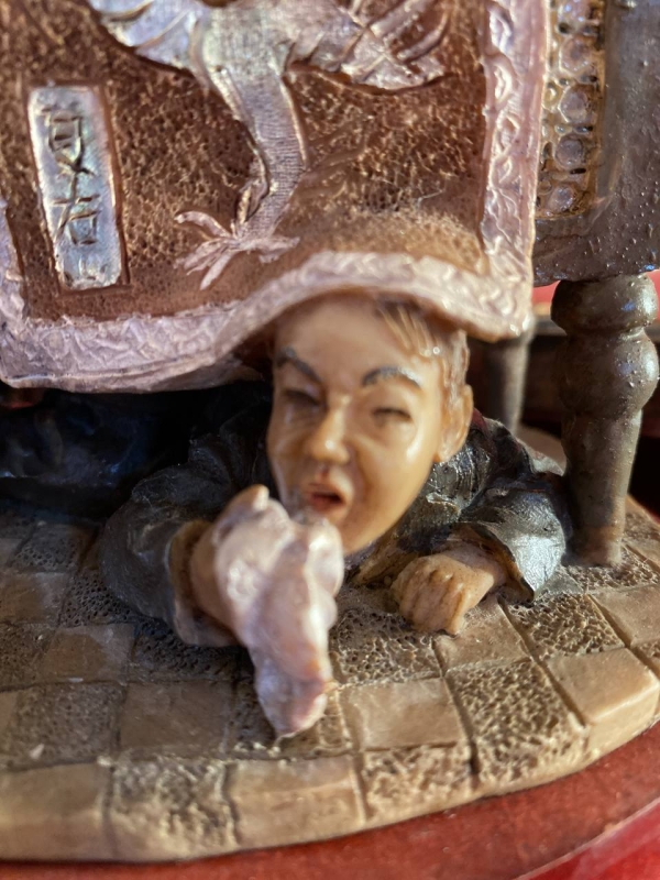 Capodimonte-Style Italian Figurine “Lovers” with Seated Couple, Polystone, Naples