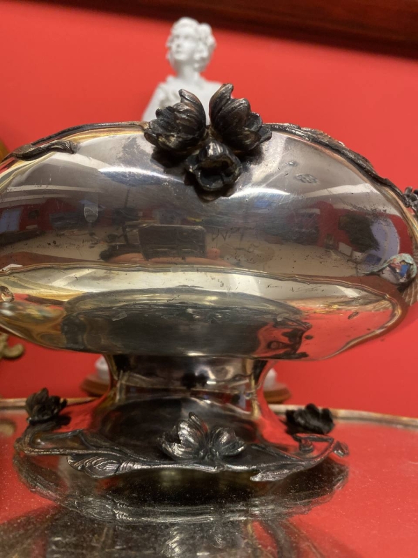 Antique Homan MFG Co. Silver-Plated Fruit Bowl with Floral Decoration, America