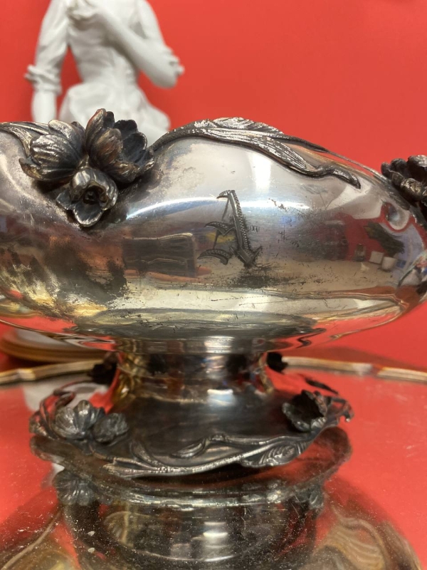 Antique Homan MFG Co. Silver-Plated Fruit Bowl with Floral Decoration, America