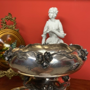 Antique Homan MFG Co. Silver-Plated Fruit Bowl with Floral Decoration, America