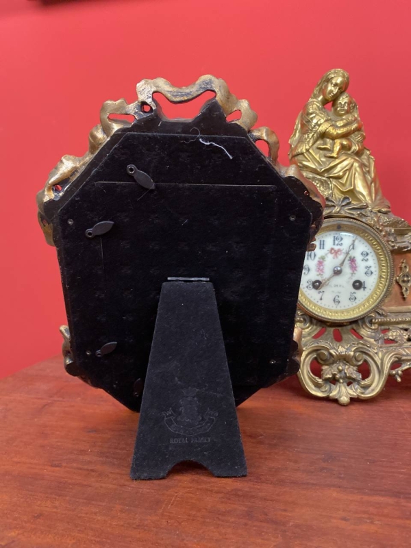 Decorative Italian Photo Frame with Mirror and Gold Bow, Polystone, 20th Century