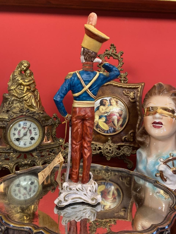 Vintage Italian Hussar Figurine, Capodimonte-Style Soldier Statue with Certificate
