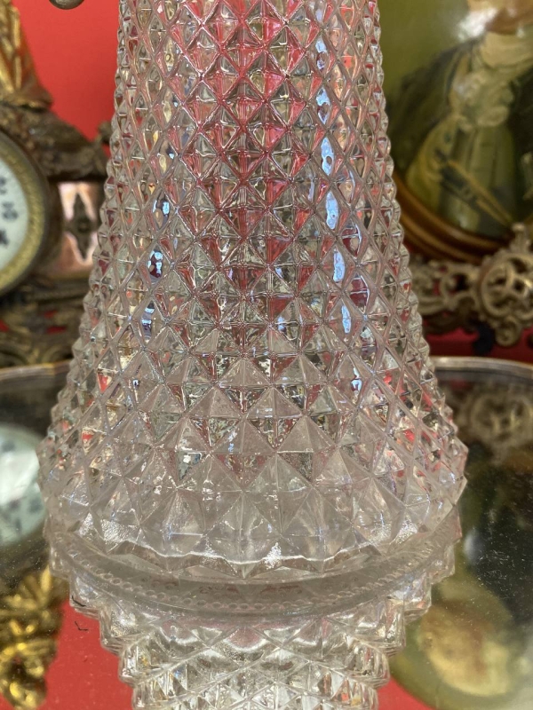 Elegant Italian Glass and Silver-Plated Wine or Beverage Decanter
