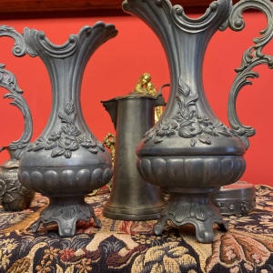 Pair of Designer Italian Pitchers, Decorative Metalware