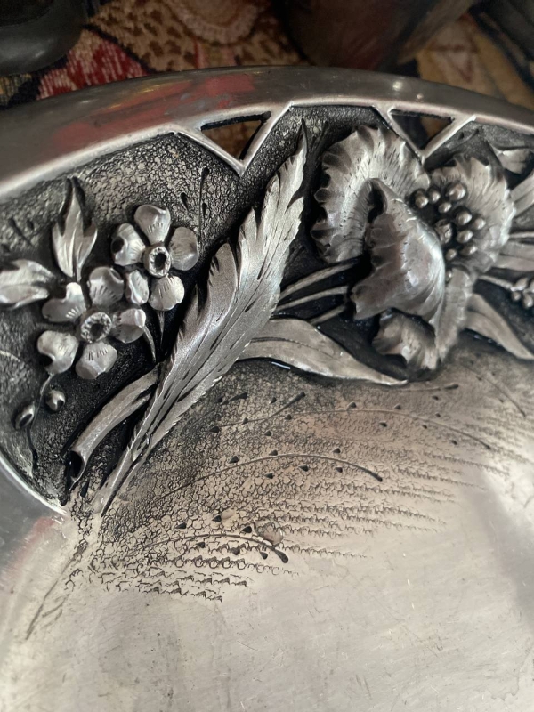 Rare Antique Art Nouveau L. Rispal Pewter Serving Dish, France, 1905–1924