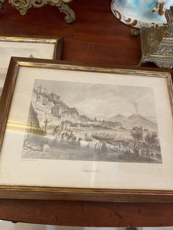 Set of Naples Engravings Under Glass