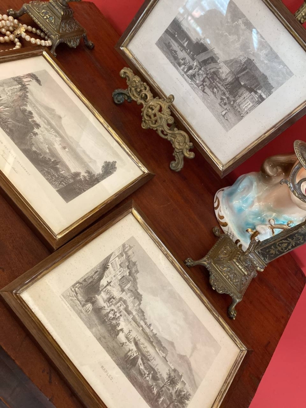 Set of Naples Engravings Under Glass