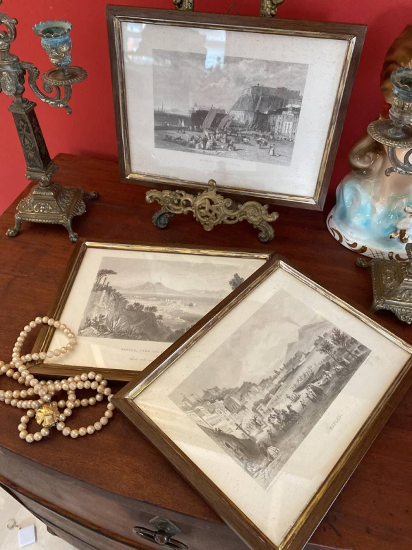 Set of Naples Engravings Under Glass