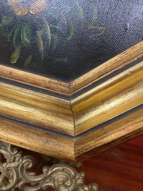 Italian "Flowers" Still Life Oil Painting in Ornate Gilded Frame