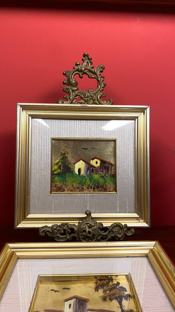Pair of Italian Gold-Leaf “Neapolitan Houses” Miniature Pictures