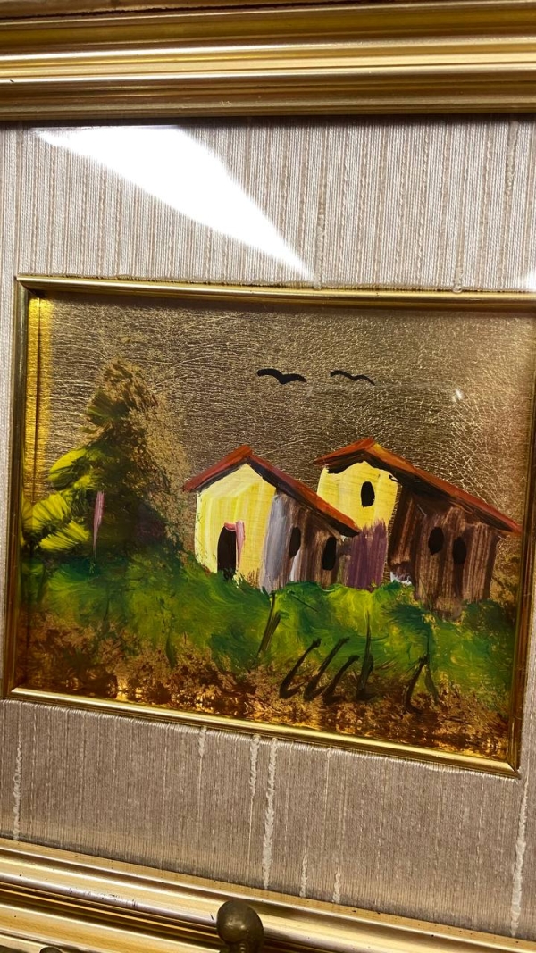 Pair of Italian Gold-Leaf “Neapolitan Houses” Miniature Pictures