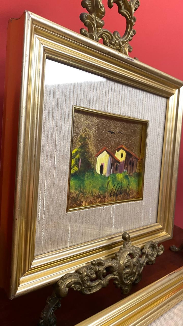 Pair of Italian Gold-Leaf “Neapolitan Houses” Miniature Pictures