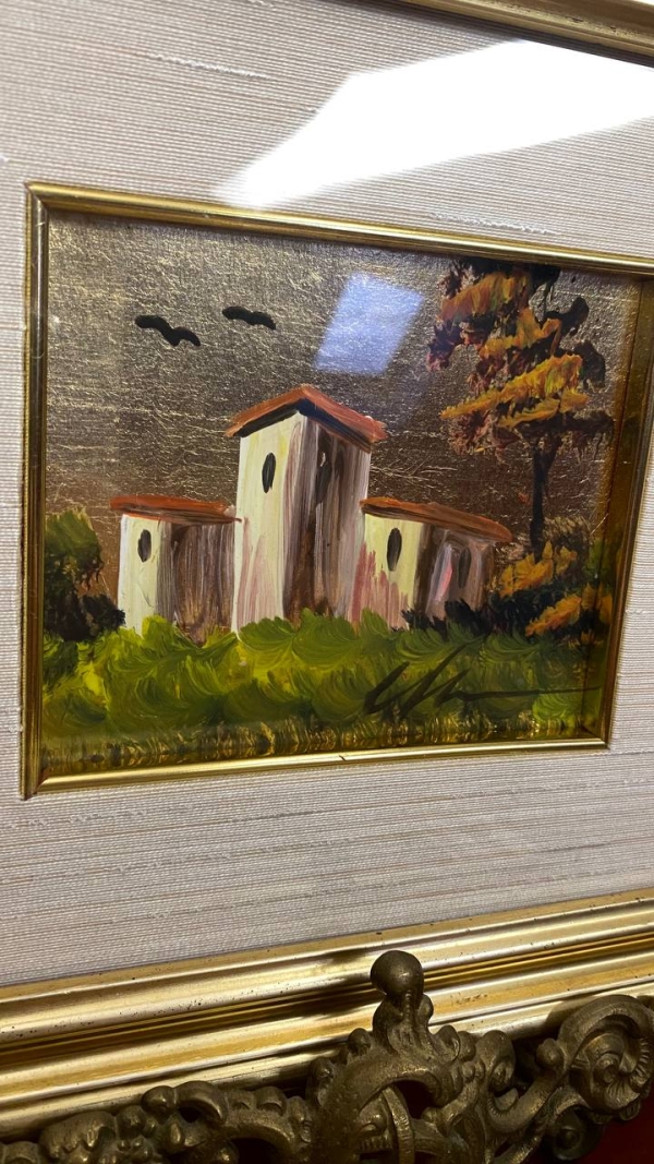 Pair of Italian Gold-Leaf “Neapolitan Houses” Miniature Pictures
