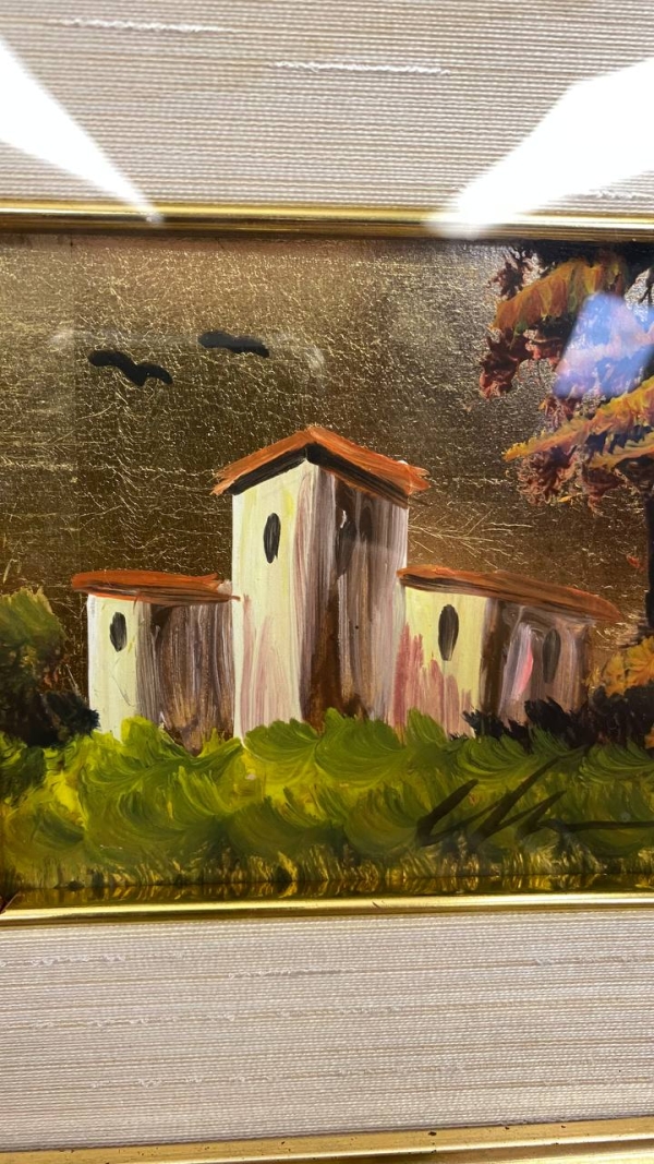 Pair of Italian Gold-Leaf “Neapolitan Houses” Miniature Pictures