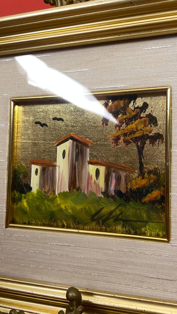 Pair of Italian Gold-Leaf “Neapolitan Houses” Miniature Pictures