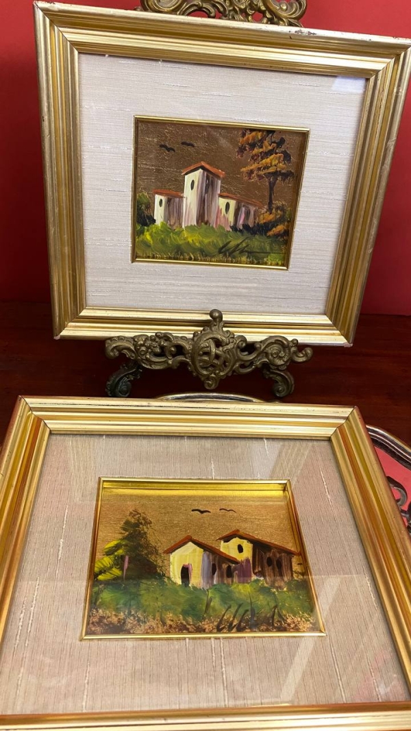 Pair of Italian Gold-Leaf “Neapolitan Houses” Miniature Pictures