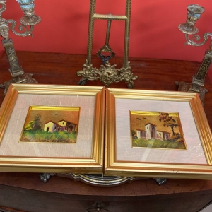 Pair of Italian Gold-Leaf “Neapolitan Houses” Miniature Pictures