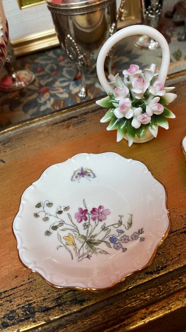 Bavarian Miniature Plates with Floral and Butterfly Motifs