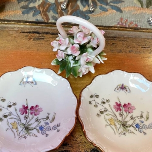 Bavarian Miniature Plates with Floral and Butterfly Motifs
