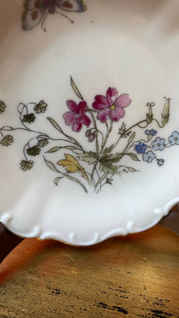 Bavarian Miniature Plates with Floral and Butterfly Motifs