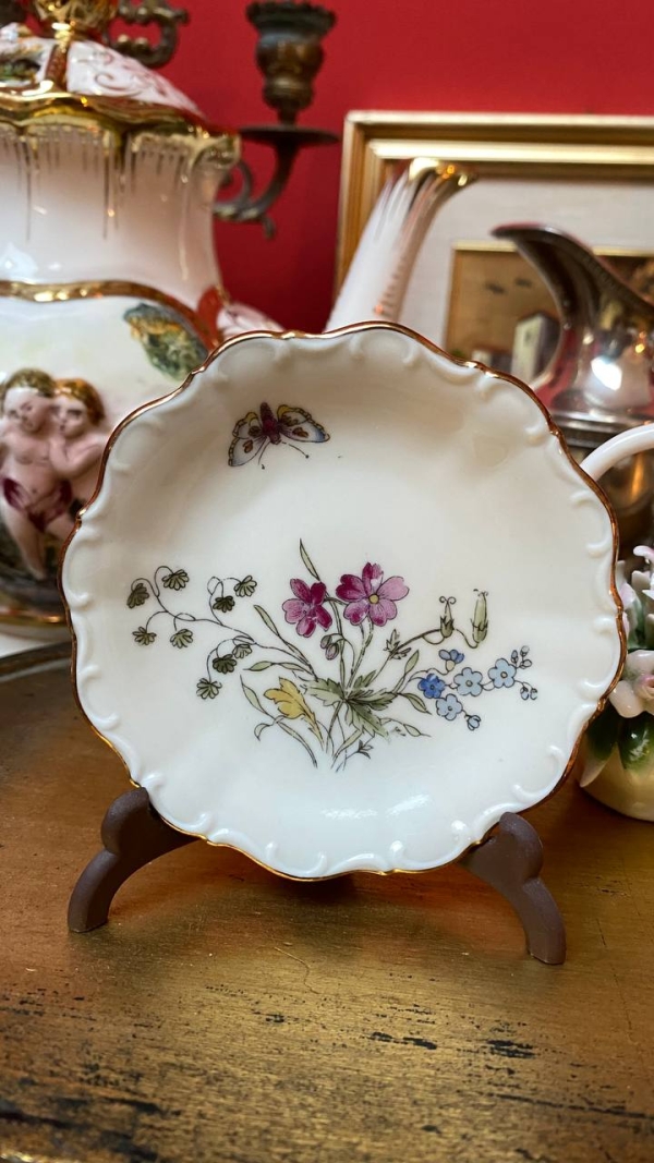 Bavarian Miniature Plates with Floral and Butterfly Motifs