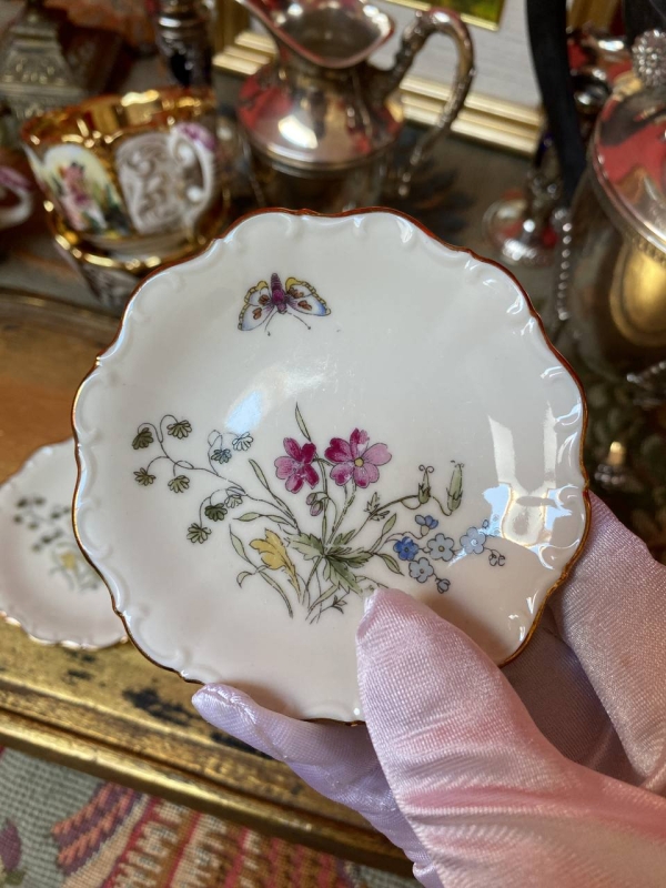 Bavarian Miniature Plates with Floral and Butterfly Motifs
