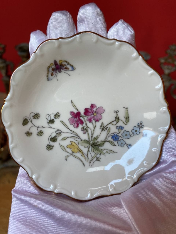 Bavarian Miniature Plates with Floral and Butterfly Motifs