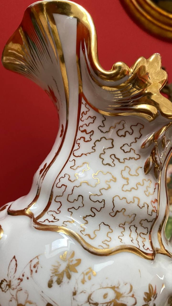 "Old Paris" White and Gold Pitcher