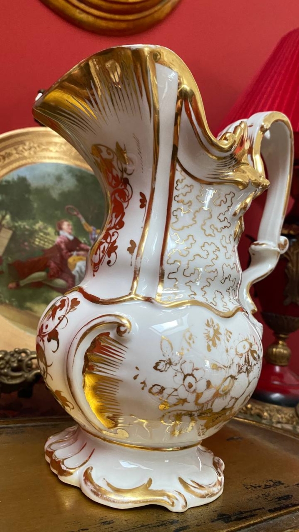 "Old Paris" White and Gold Pitcher