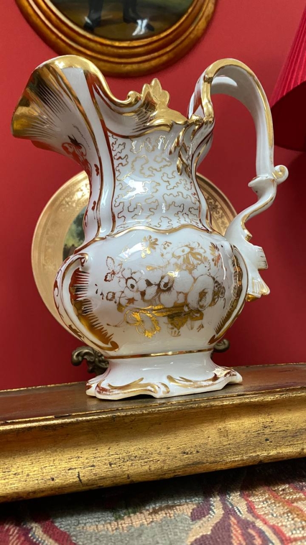 "Old Paris" White and Gold Pitcher