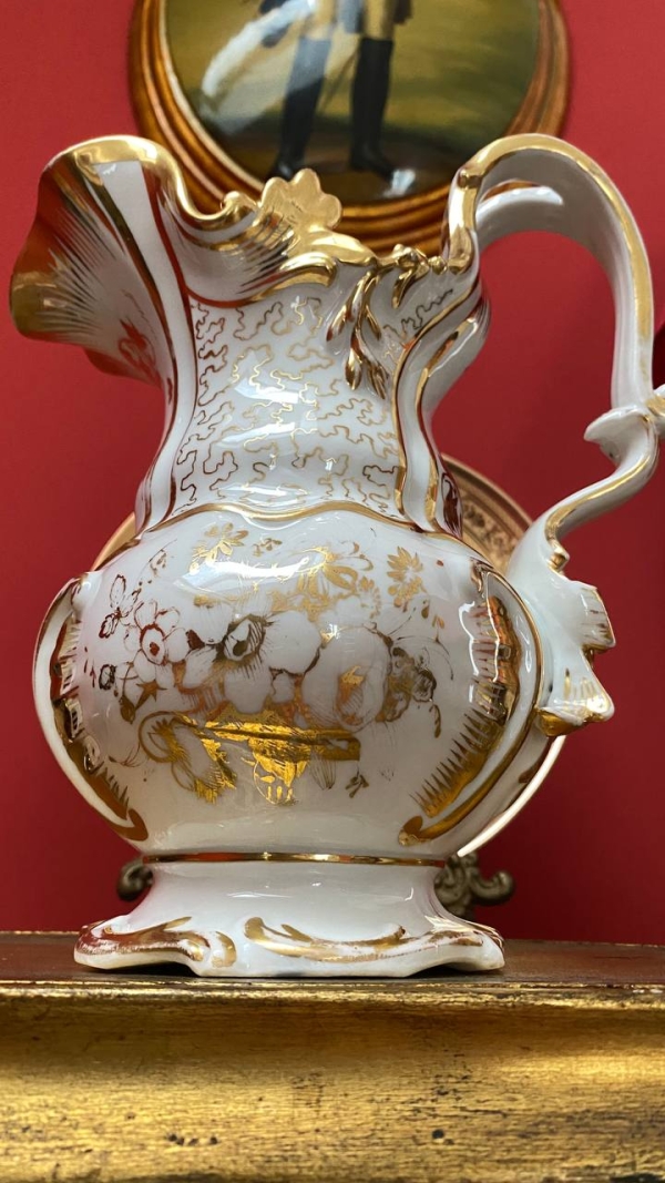 "Old Paris" White and Gold Pitcher