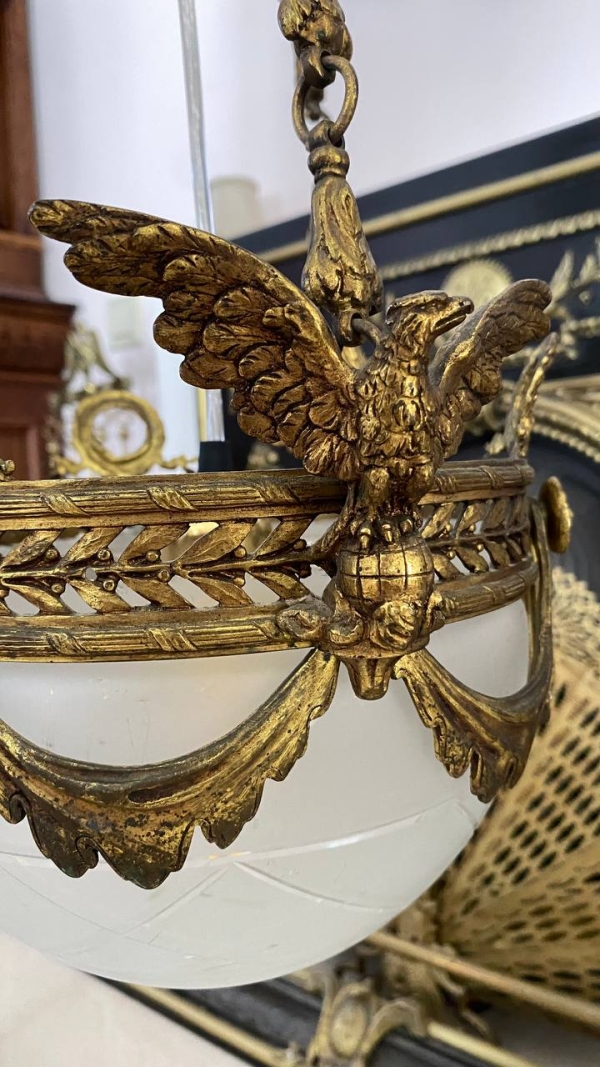 Antique Empire-Style Three-Eagle Chandelier