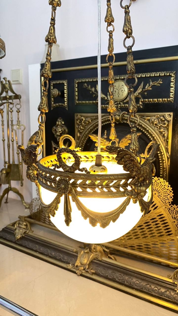 Antique Empire-Style Three-Eagle Chandelier
