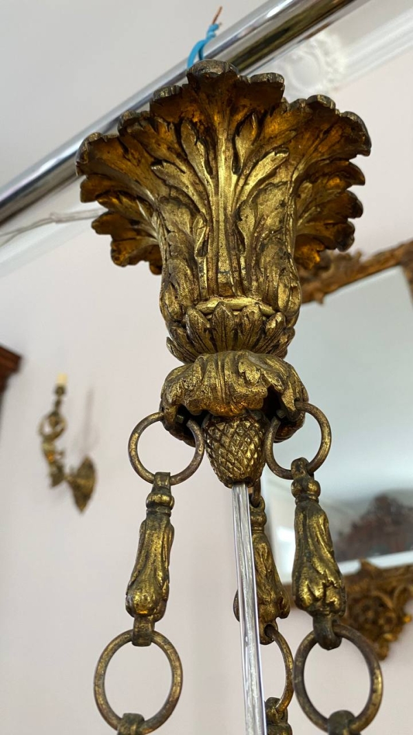 Antique Empire-Style Three-Eagle Chandelier