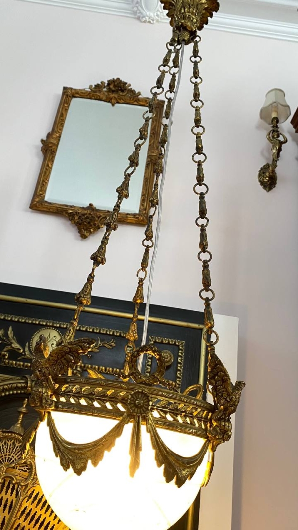 Antique Empire-Style Three-Eagle Chandelier