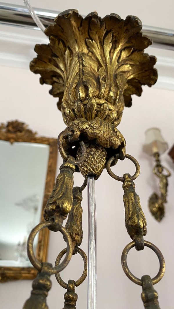 Antique Empire-Style Three-Eagle Chandelier