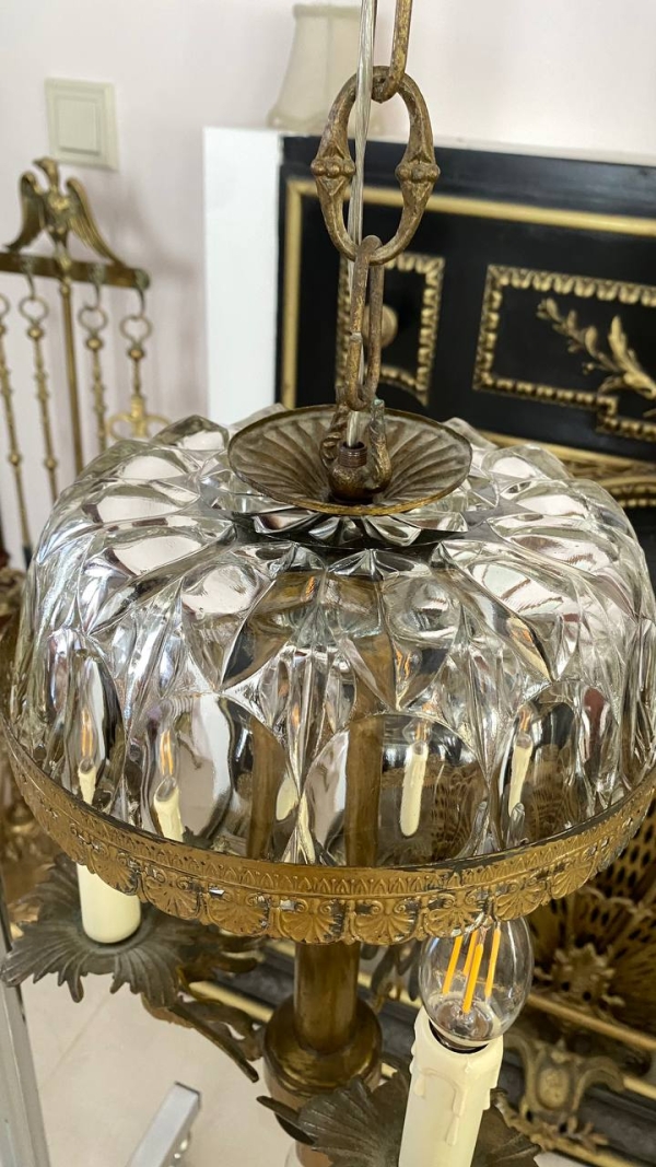Antique Gargoyle Chandelier with Crystal Shade