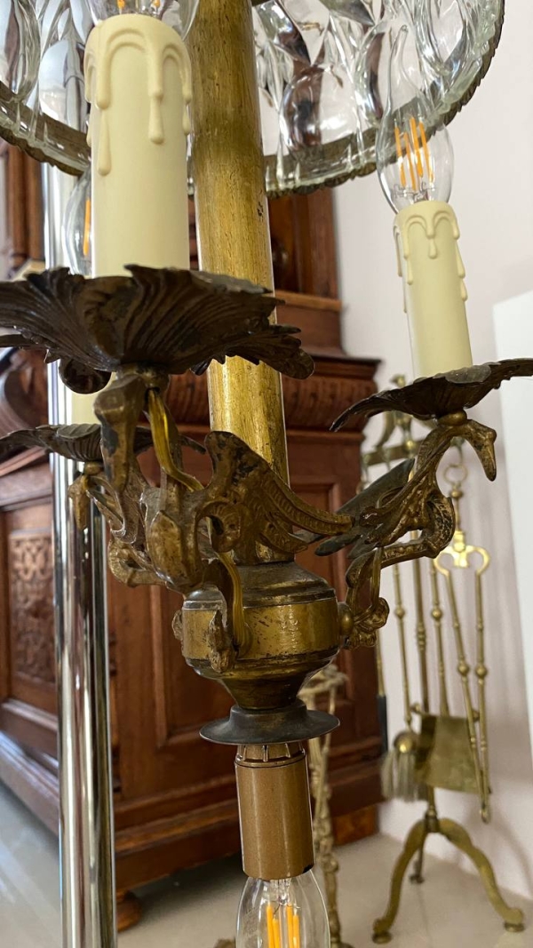 Antique Gargoyle Chandelier with Crystal Shade