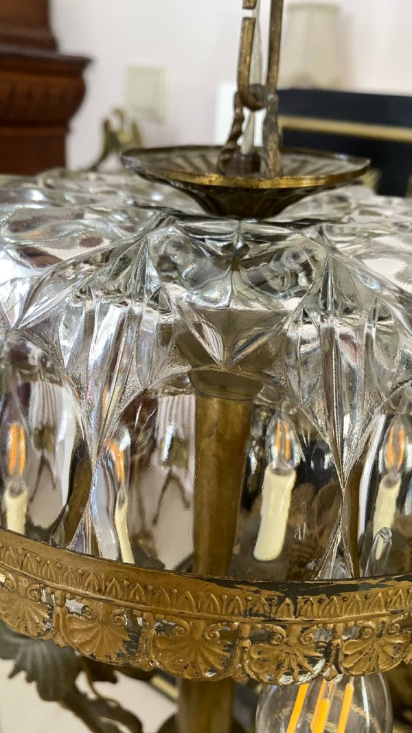 Antique Gargoyle Chandelier with Crystal Shade