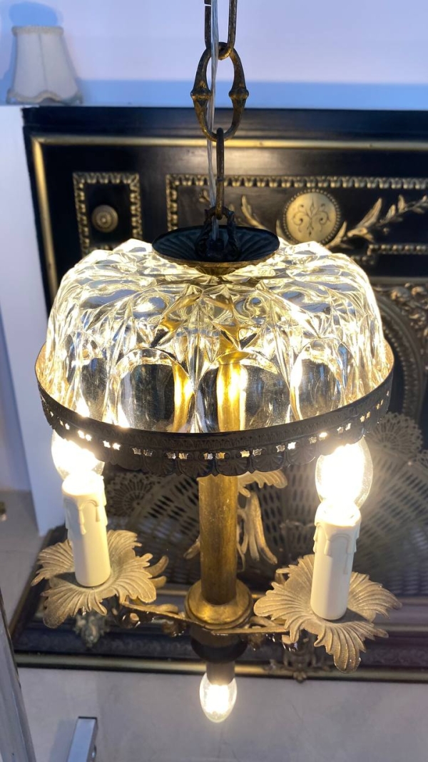 Antique Gargoyle Chandelier with Crystal Shade