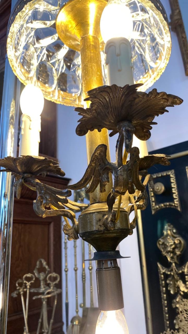 Antique Gargoyle Chandelier with Crystal Shade
