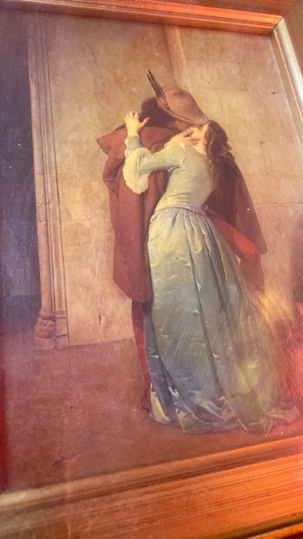Vintage Decorative Prints: "The Kiss" and "Self-Portrait with Daughter Julie"