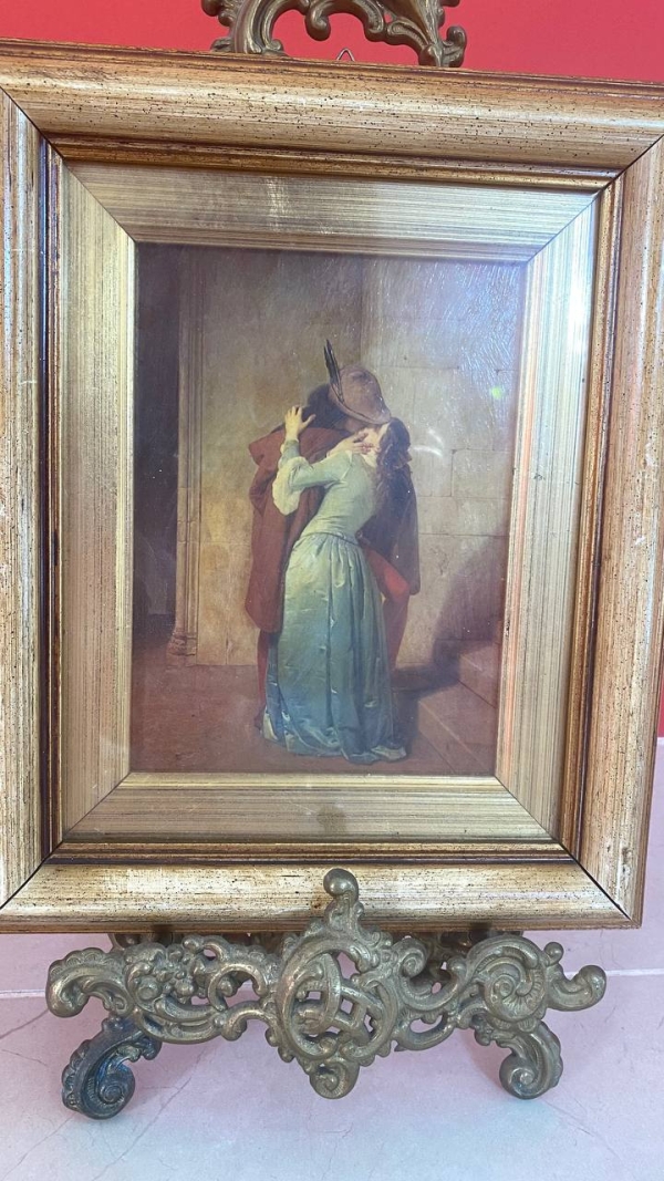 Vintage Decorative Prints: "The Kiss" and "Self-Portrait with Daughter Julie"