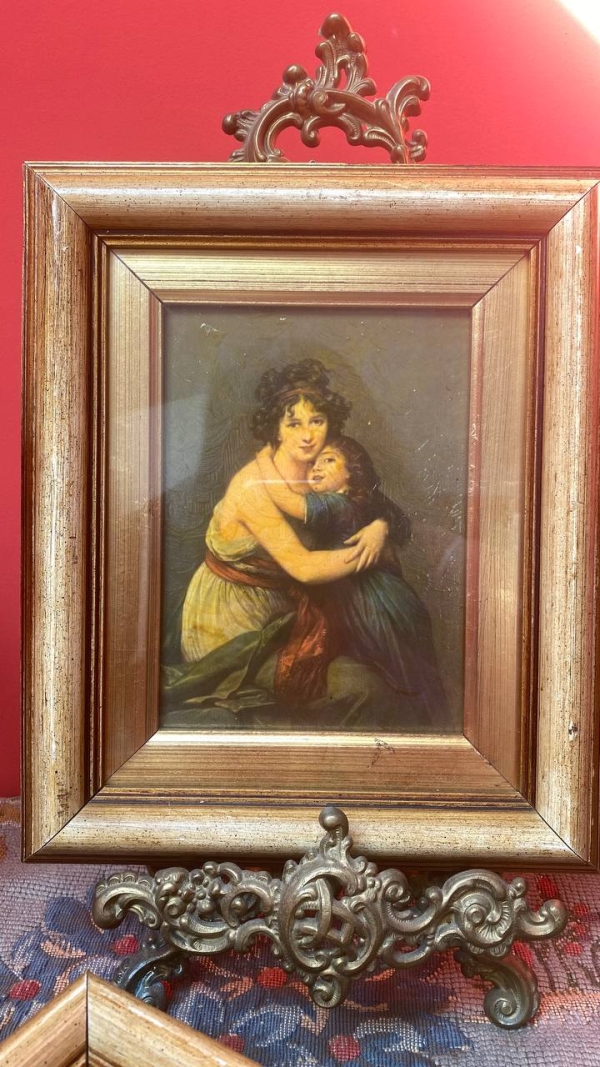 Vintage Decorative Prints: "The Kiss" and "Self-Portrait with Daughter Julie"
