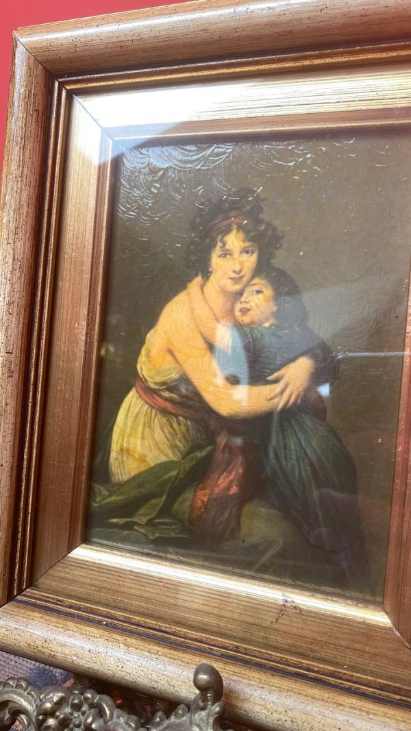 Vintage Decorative Prints: "The Kiss" and "Self-Portrait with Daughter Julie"