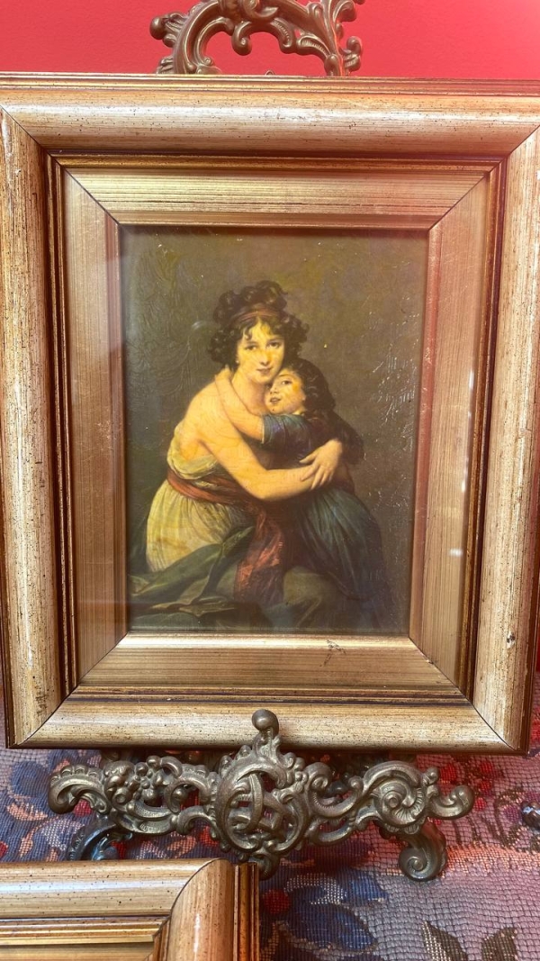 Vintage Decorative Prints: "The Kiss" and "Self-Portrait with Daughter Julie"