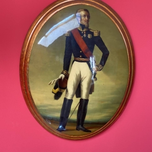 Large Vintage Convex Painting: Louis d'Orléans, Duke of Nemours