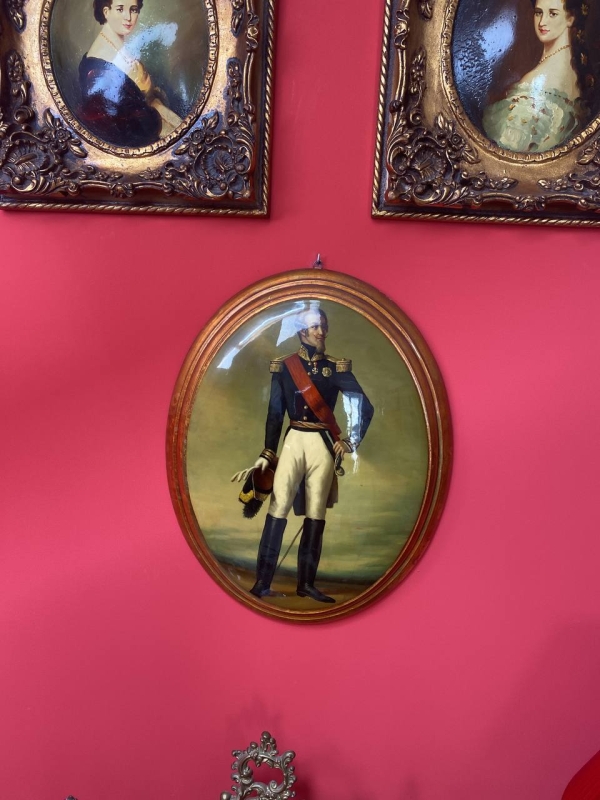 Large Vintage Convex Painting: Louis d'Orléans, Duke of Nemours
