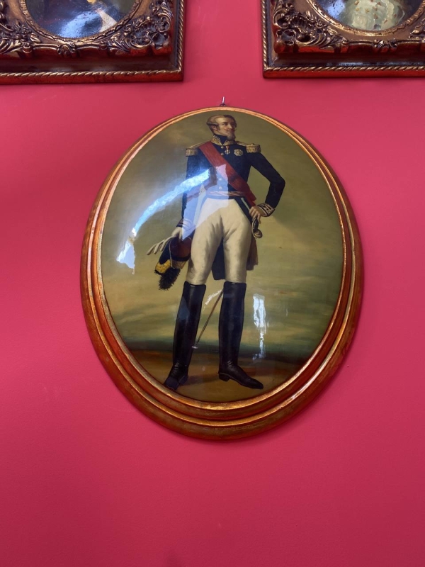 Large Vintage Convex Painting: Louis d'Orléans, Duke of Nemours